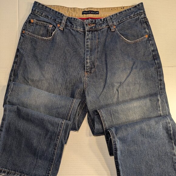 Tommy Hilfiger Jeans Mens 34x32 Blue Denim Relaxed Fit Y2K midrise VTG - Picture 1 of 8